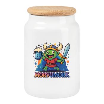 Goblin Viking Spaßheld - Keksdose mit Holzdeckel - Weiß - Vorne