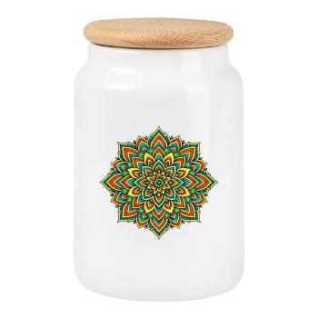 Colorful Mandala – Harmony and Balance - Cookie Jar with Wooden Lid - white - Front