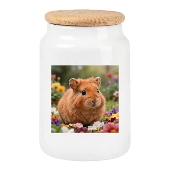 Blumiger Hamstertraum - Keksdose mit Holzdeckel - Weiß - Vorne