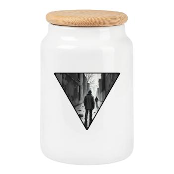 Urban Noir Gassenpfad - Keksdose mit Holzdeckel - Weiß - Vorne