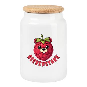 Baie Forte Dessin Animé Berry - Boîte à biscuits avec couvercle en bois - blanc - Devant