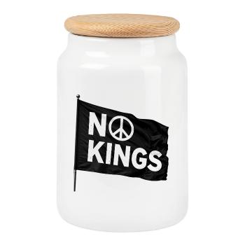 NO KINGS Peace - Keksdose mit Holzdeckel - Weiß - Vorne
