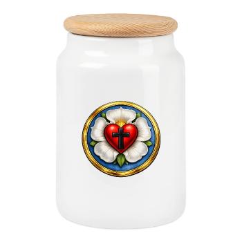 Martin Luther Rose - Cookie Jar with Wooden Lid - white - Front