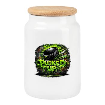 Pucked Up Graffiti Neon - Cookie Jar with Wooden Lid - white - Front