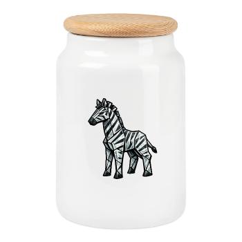 Silhouette zébrée géométrique - Boîte à biscuits avec couvercle en bois - blanc - Devant