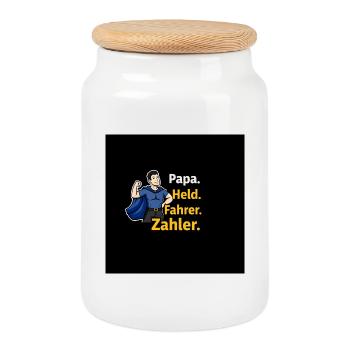 Dessin animé Papa, Héros Chauffeur Compteur - Boîte à biscuits avec couvercle en bois - blanc - Devant