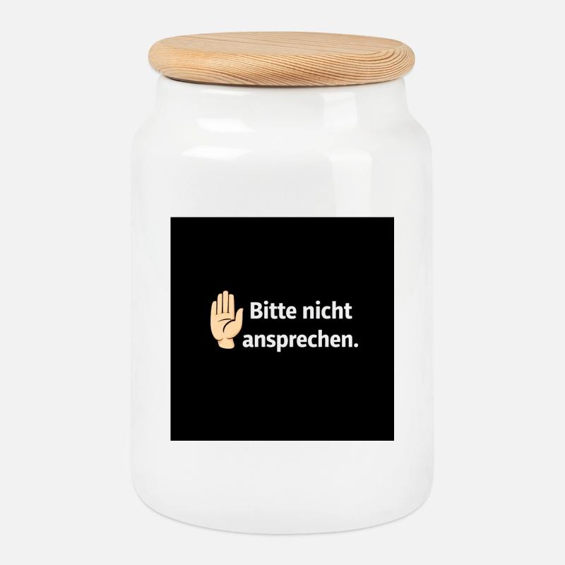Bitte nicht ansprechen Grenzsignal - Keksdose mit Holzdeckel - Weiß