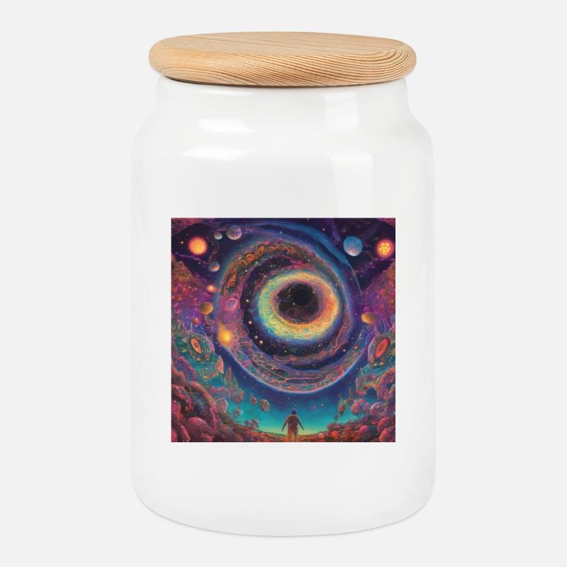 Kosmischer Augenvortex - Keksdose mit Holzdeckel - Weiß