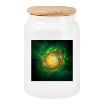 Spirale Neon Galaxie - Keksdose mit Holzdeckel - Weiß - Vorne
