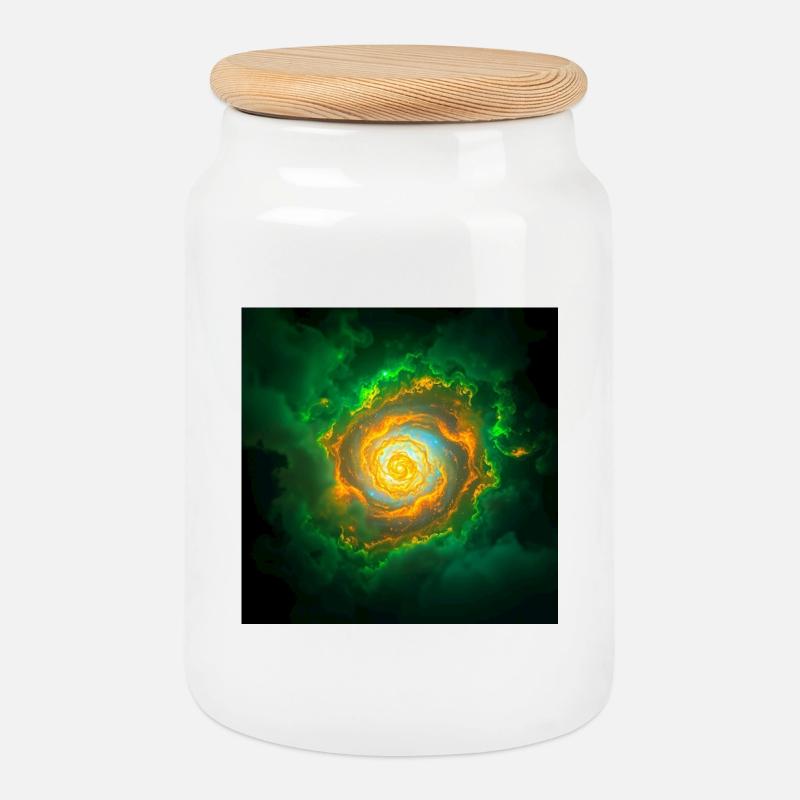 Spirale Neon Galaxie - Keksdose mit Holzdeckel - Weiß