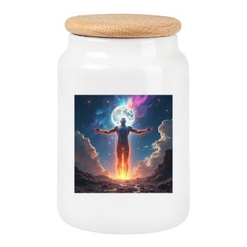 Moonfire Muscle Hero - Cookie Jar with Wooden Lid - white - Front