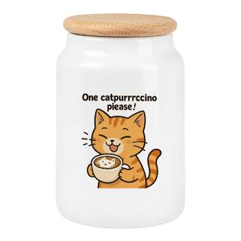 Katzenkaffee Schnurrrfreunde - Keksdose mit Holzdeckel - Weiß - Vorne