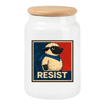 Resistance Lamb Poster - Cookie Jar with Wooden Lid - white - Front