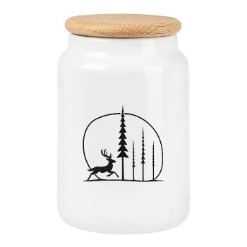 Idée cadeau pour fans de Cerf dans la Forêt Lunaire Cadeau Vagabond - Boîte à biscuits avec couvercle en bois - blanc - Devant