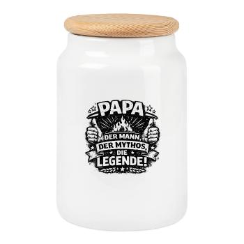 Papa L’Homme Le Mythe La Légende - Boîte à biscuits avec couvercle en bois - blanc - Devant