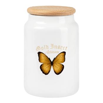 Goldener Schmetterling Fans Aktiv Geschenkidee - Keksdose mit Holzdeckel - Weiß - Vorne