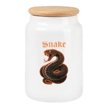 Cobra néon avec bords de flamme Geschenkidew - Boîte à biscuits avec couvercle en bois - blanc - Devant