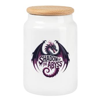 Schatten des Abyss Drachen - Keksdose mit Holzdeckel - Weiß - Vorne