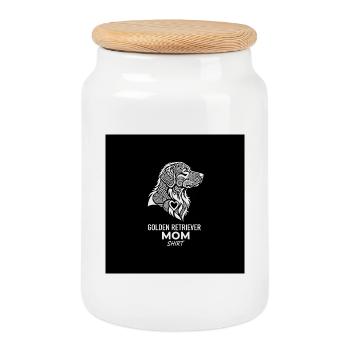 Tee Maman Golden Retriever Dessin - Boîte à biscuits avec couvercle en bois - blanc - Devant