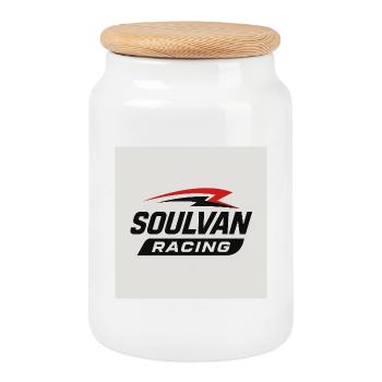 Soulvan Racing Emblem-Grafik - Keksdose mit Holzdeckel - Weiß - Vorne