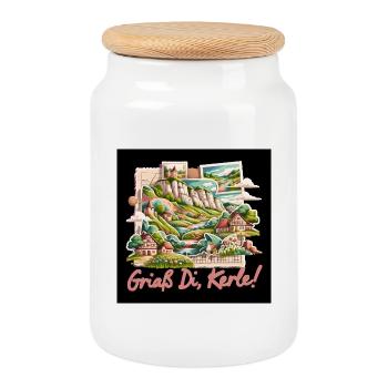 Village Idylle Paysager Collège - Boîte à biscuits avec couvercle en bois - blanc - Devant