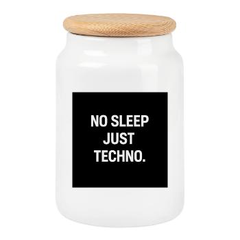 No Sleep Just Techno - Keksdose mit Holzdeckel - Weiß - Vorne