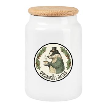 Le Club de Thé Gentlebadger - Boîte à biscuits avec couvercle en bois - blanc - Devant