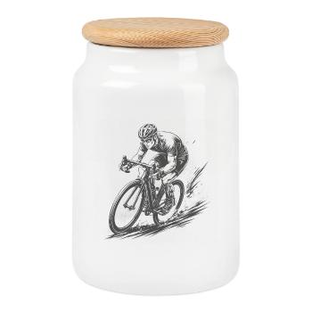 Professional road bike in Comic Ink style - Cookie Jar with Wooden Lid - white - Front