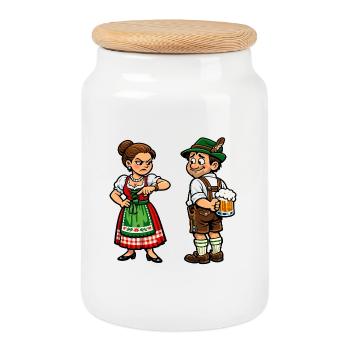 Ehe-Humor Chef & Bier - Keksdose mit Holzdeckel - Weiß - Vorne