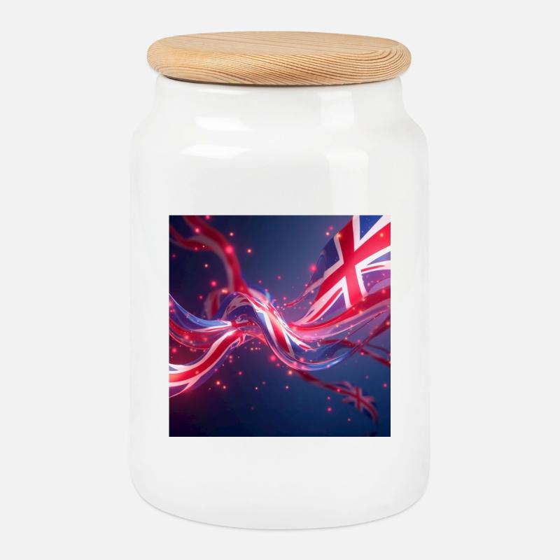 drapeaux_GB2 - Cookie Jar with Wooden Lid - white