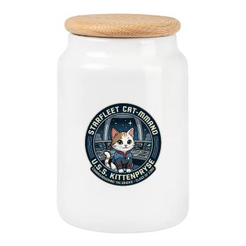 Kitty Captain Kittenpryse - Keksdose mit Holzdeckel - Weiß - Vorne