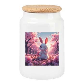 Osterhase - Keksdose mit Holzdeckel - Weiß - Vorne