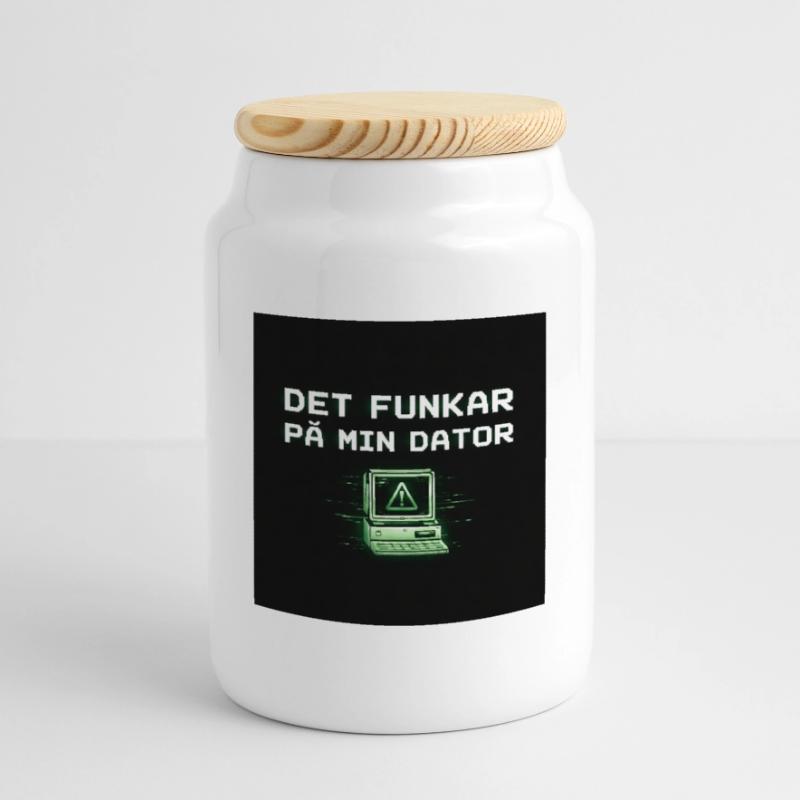 Develops humor – it works on my computer Cookie Jar with Wooden Lid