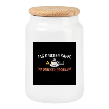 I drink coffee, you drink problems - Cookie Jar with Wooden Lid - white - Front