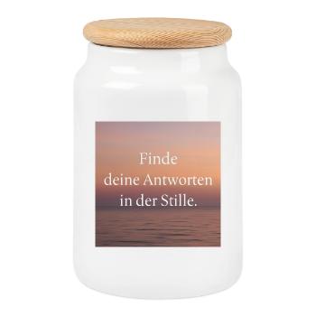 Antworten in der Stille - Keksdose mit Holzdeckel - Weiß - Vorne
