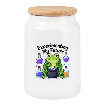 Experimenting My Future Frog Shirt Cute Science Te - Keksdose mit Holzdeckel - Weiß - Vorne
