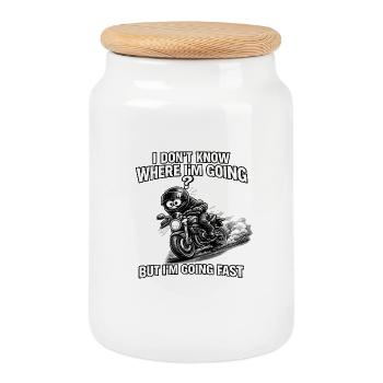 I'm driving fast, destination unclear - Cookie Jar with Wooden Lid - white - Front
