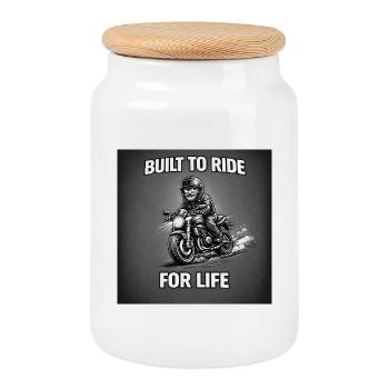 Built to ride for life - Cookie Jar with Wooden Lid - white - Front