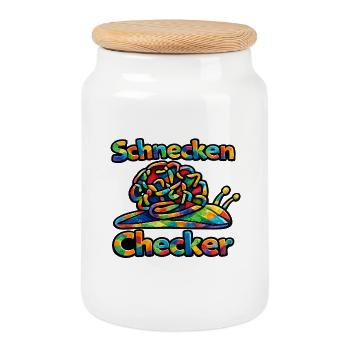 Schnecken Checker Regenbogen - Keksdose mit Holzdeckel - Weiß - Vorne