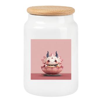 Dragon Bol de Raviolis Fleurs de Kawaii - Boîte à biscuits avec couvercle en bois - blanc - Devant