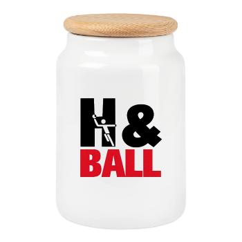 H&Ball par handballtrainer.de - Boîte à biscuits avec couvercle en bois - blanc - Devant