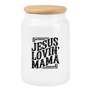 Jesus liebende Mutter Jesus loving Mama Muttertag - Keksdose mit Holzdeckel - Weiß - Vorne