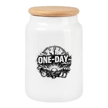 One-Day Road Trip Time Travel - Cookie Jar with Wooden Lid - white - Front