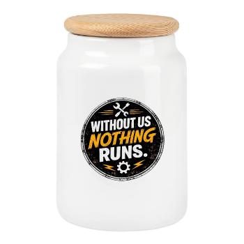 Sans nous, rien ne s’écoule - Boîte à biscuits avec couvercle en bois - blanc - Devant
