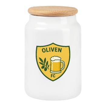 Oliven FC Ölsköld - Keksdose mit Holzdeckel - Weiß - Vorne