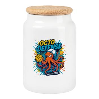 OctoDefense Water Polo - Cookie Jar with Wooden Lid - white - Front