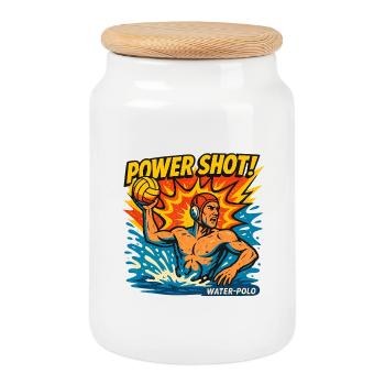 Retro Water Polo Power Shot - Cookie Jar with Wooden Lid - white - Front
