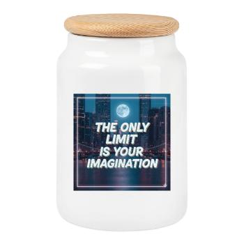 Only your imagination sets limits - Cookie Jar with Wooden Lid - white - Front