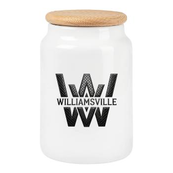 Williamsville Metallic-Logo - Keksdose mit Holzdeckel - Weiß - Vorne