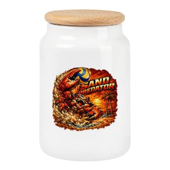 Attaque du prédateur de sable - Boîte à biscuits avec couvercle en bois - blanc - Devant